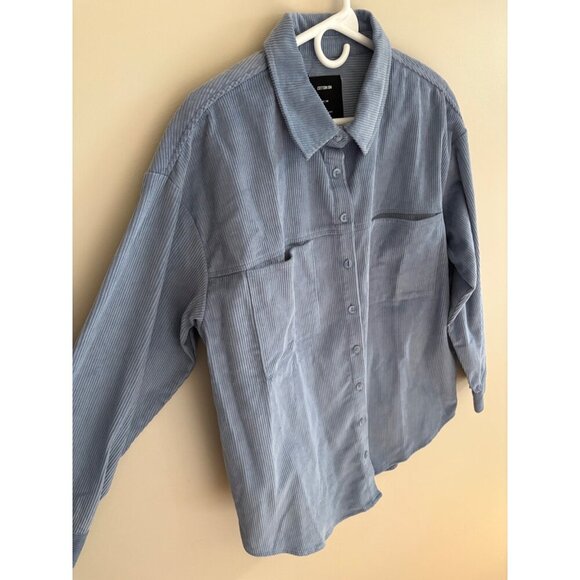 Cotton On NWT Lightweight Minimalist Preppy Corduroy Shacket Blue Size Medium - Picture 4 of 14